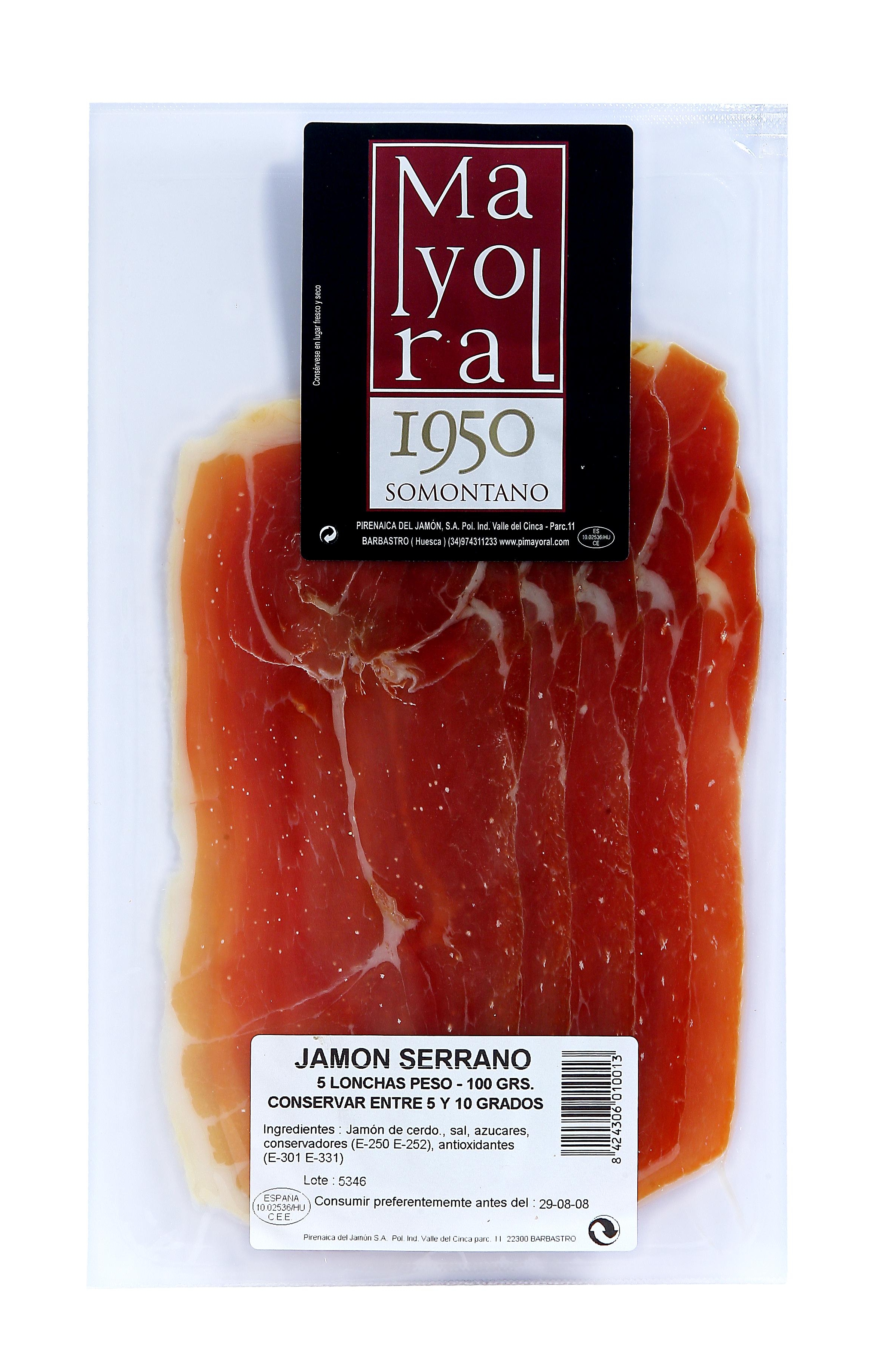 Prosciutto serrano Mayoral affettato 100 gr