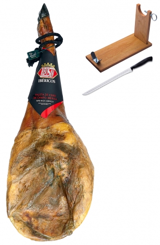 Prosciutto Pata Negra ibérico (Spalla) di mangime di campagna certificata Revisan + porta prosciutto + coltello immagine #1